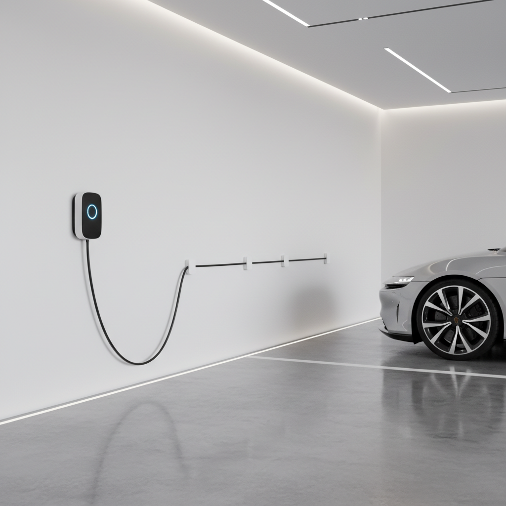 Premium Level 2 EV charger installation in a luxury garage